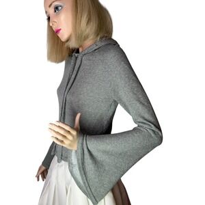 TOBI Bell Sleeve Cropped Hoodie Heather Gray Y2K Balletcore Flare Sweatshirt S